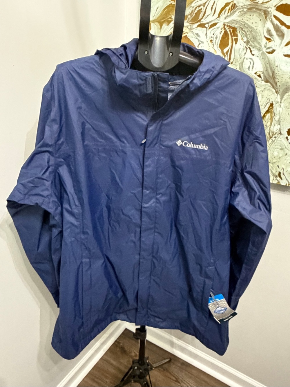 Columbia Men's Navy Hooded Rain Jacket XLT